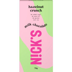 Nick's Milk Chocolate Hazelnut Crunch bar 75g