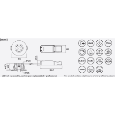 Llitt Lisa 3000K 3 kpl alasvalo