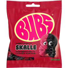 BUBS Raspberry Salty Liquorice SKALLE 155g sweet bag