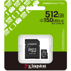 KINGSTON 512GB microSDXC Canvas Select Plus Gen3 150MB/s A1 Card + Adapter