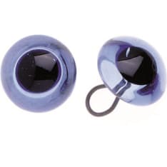 Glass eyes with eyelet saphir, 14 mm, 1 pair