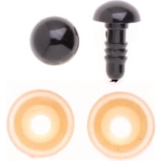 Plastic eyes black, 15mm, 2 pcs