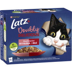 Latz Agail 12 x 85 g Doubly Delicious Mixed lajitelma hyytelössä kissan märkäruoka