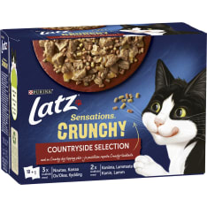 Latz Sensations Crunchy 10 x 85 g + 40 g Countryside lajitelma hyytelössä kissan märkäruoka