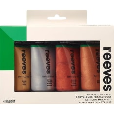 Reeves 75ml x 4 tubes metallic acrylic paint assortment