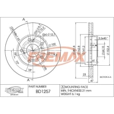 Fremax BD-1257 Brake disc, Front