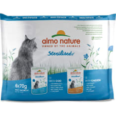 Almo turska ja kana 6 x 70 g steriloiduille kissoille kissan märkäruoka
