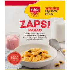 Schär Zaps gluteeniton 300 g Viljamurotyynyjä kaakao- ja hasselpähkinätäytteellä