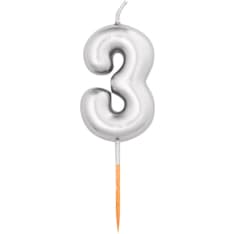 Silver colored number candle