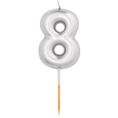 Silver colored number candle
