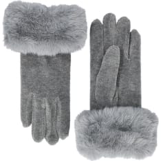 Hat You Women's Gloves with Faux Fur Trim