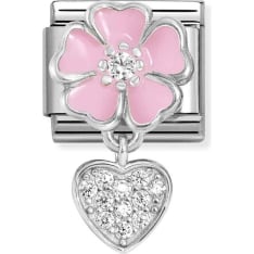 Nomination Classic 331814/01 pink flower/heart piece