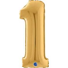 Gold-coloured 66 cm foil number balloon