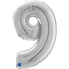 Silver-coloured 66 cm number foil balloon