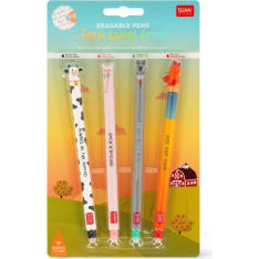 Legami - Cow + Piggy + Donkey + Rooster Set Of 4 Erasable Pens