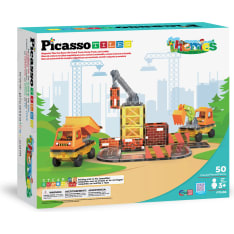 PicassoTiles Magnetic Tiles 5in1 Construction vehicle set 50pcs Toy
