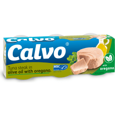 Calvo 3x80/52g oliiviöljy & oregano MSC tonnikala