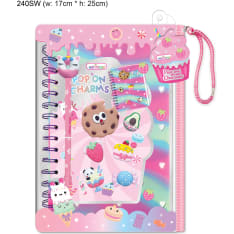 Pop On Charms sweet-themed notebook set in a bag