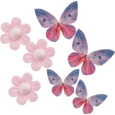Edible decoration, Flowers and purple butterflies