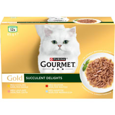 Gourmet Gold Succulent Delights 12 x 85 g lajitelma kissan täysravinto