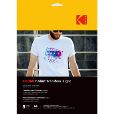 Kodak A4 x 5 textile transfer paper for light coloured garments
