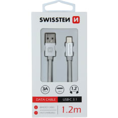 Swissten 1,2m punottu USB - USB-C kaapeli