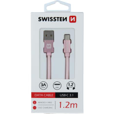 Swissten 1,2m punottu USB - USB-C kaapeli