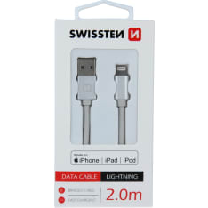Swissten 2m punottu USB - Lightning MFi kaapeli