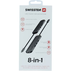 Swissten 8-in-1 USB-C hubi (USB-C PD, HDMI, LAN, 3xUSB 3.0, SD, MicroSD)