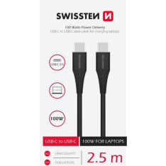 Swissten 2,5 m 100W USB-C datakaapeli
