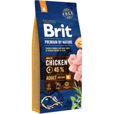 Brit Premium by Nature Adult M keskikokoisten rotujen aikuisille koirille 15 kg täysravinto
