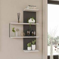 Chic Home Collection Cane valkoinen/antrasiitti seinähylly