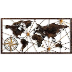 Wallxpert World Map Large - 1 metalliseinäkoriste