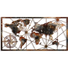 Wallxpert World Map Large - 3 metallinen seinäkoriste