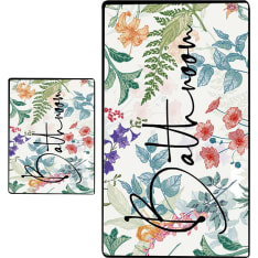 L'essentiel Green In Flower bathmat set
