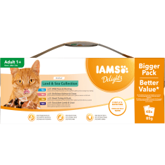 Iams Cat Delights Jelly Multipack Land & Sea 48 x 85 g kissan märkäruoka