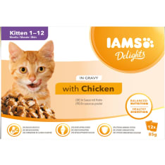 Iams Cat Delights Gravy Multipack Kitten 85 G (12/pack) kissan märkäruoka