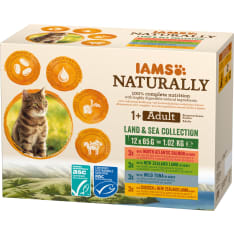 Iams Cat Naturally Land & Sea 85 G (12/pack) kissan märkäruoka