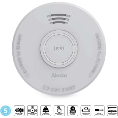 Alecto SD530 palovaroitin 5 v paristolla valkoinen