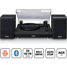 Lenco LS-100BK Turntable and 2 external speakers