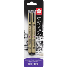 Sakura Pigma Micron Fineliner musta 2-setti kuitukärkikynä