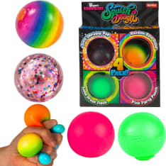 Squishdough glitter and neon squishy balls, 4-pack