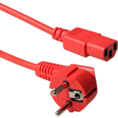 ACT Powercord mains connector cee 7/7 male (angled) - c13 red 5 m