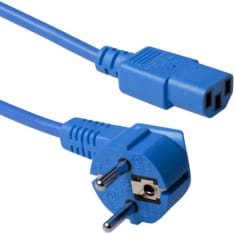 ACT Powercord mains connector cee 7/7 male (angled) - c13 blue 5 m