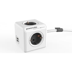 PowerCube Extended virtapistoke jakaja 1,5m johdolla + 2 x USB