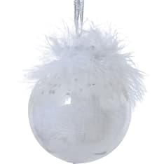 Decoris transparent Christmas bauble with feathers