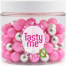 Tasty Me Syötävät isot sokeripallot 10 mm pinkki hopea 125 g gluteeniton