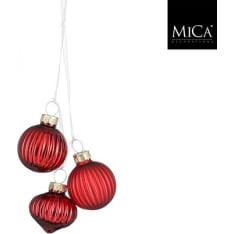 Mica 3 pcs glass Christmas baubles