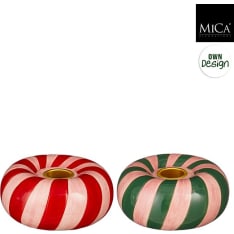 Mica striped candle holder