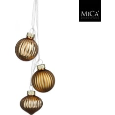 Mica 3 kpl lasinen joulupallo